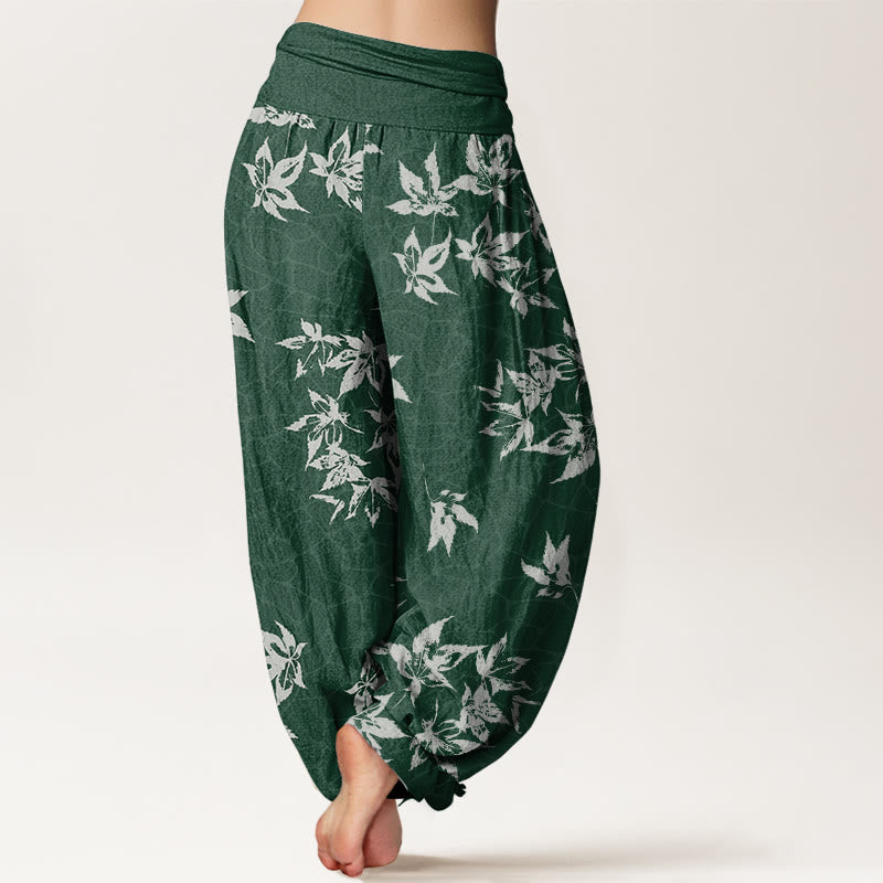 Pantaloni harem da donna con elastico in vita e motivo a foglia d'acero casual Buddha Stones - image 3