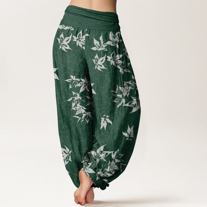 Pantaloni harem da donna con elastico in vita e motivo a foglia d'acero casual Buddha Stones - image 3