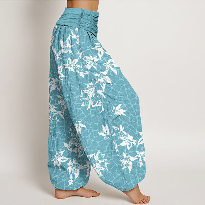 Pantaloni harem da donna con elastico in vita e motivo a foglia d'acero casual Buddha Stones - image 6