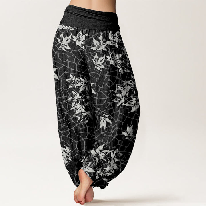 Pantaloni harem da donna con elastico in vita e motivo a foglia d'acero casual Buddha Stones - image 10
