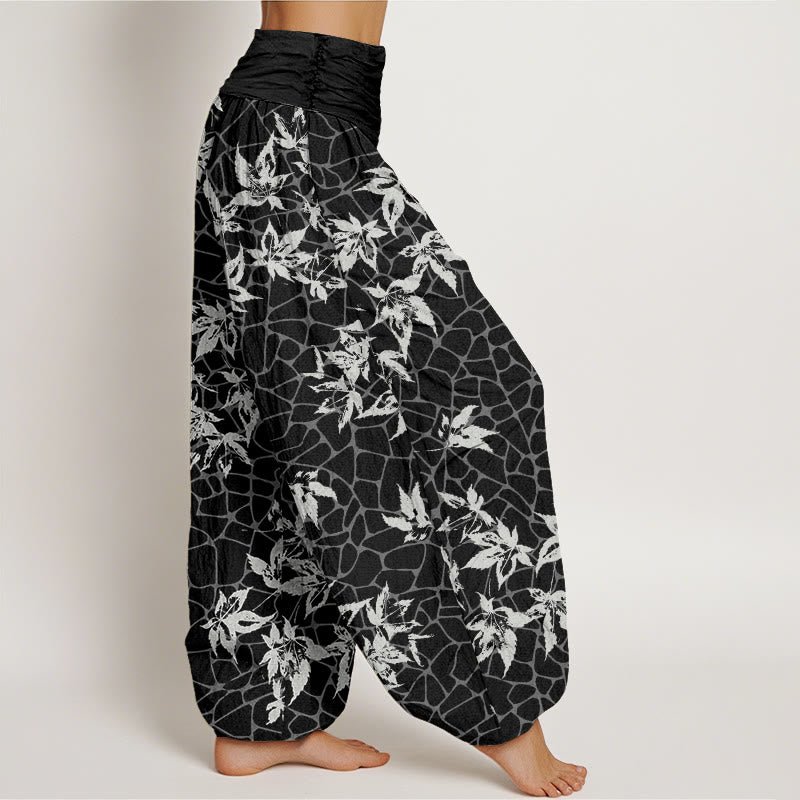 Pantaloni harem da donna con elastico in vita e motivo a foglia d'acero casual Buddha Stones - image 9