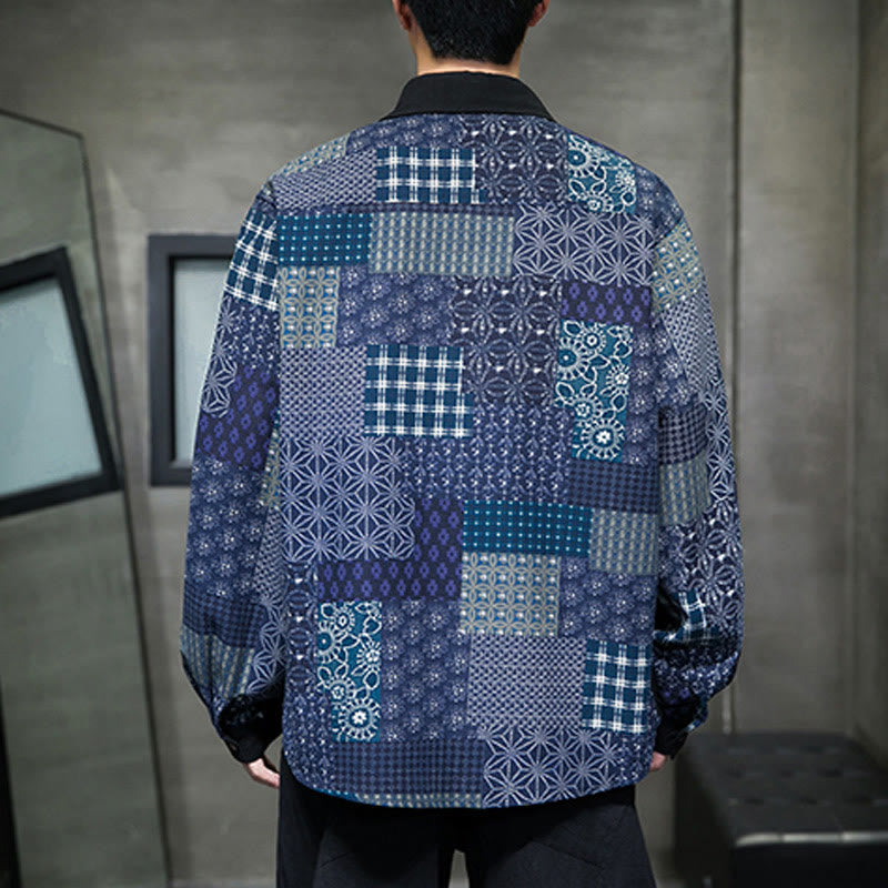 Camicia a maniche lunghe in misto cotone con cuciture a motivo floreale da uomo Buddha Stones - image 5