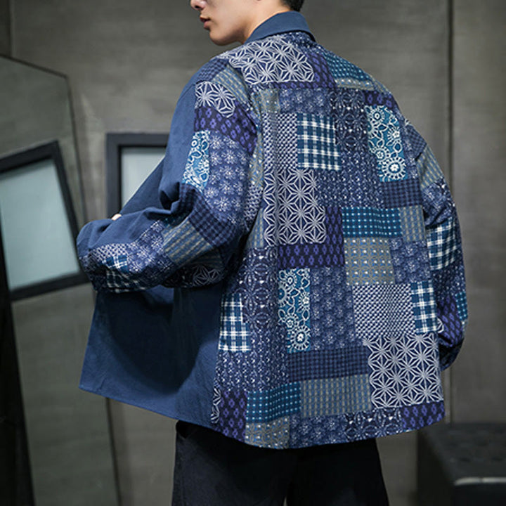 Camicia a maniche lunghe in misto cotone con cuciture a motivo floreale da uomo Buddha Stones - image 19