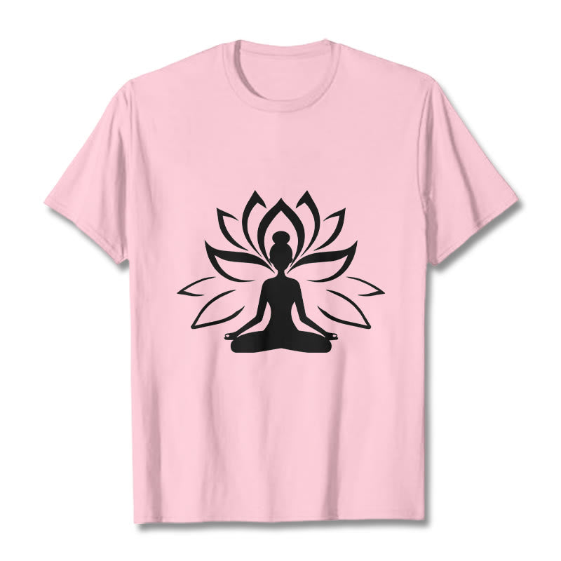 Buddha Stones Maglietta con la persona che medita sul loto - Rosa chiaro - 2XL - image 13