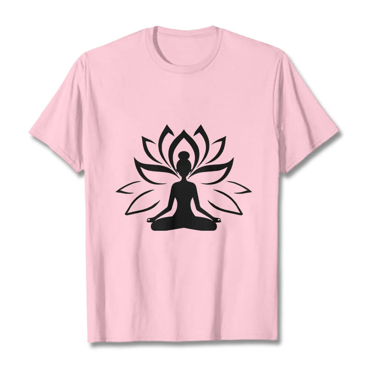 Buddha Stones Maglietta con la persona che medita sul loto - Rosa chiaro - 2XL - image 13