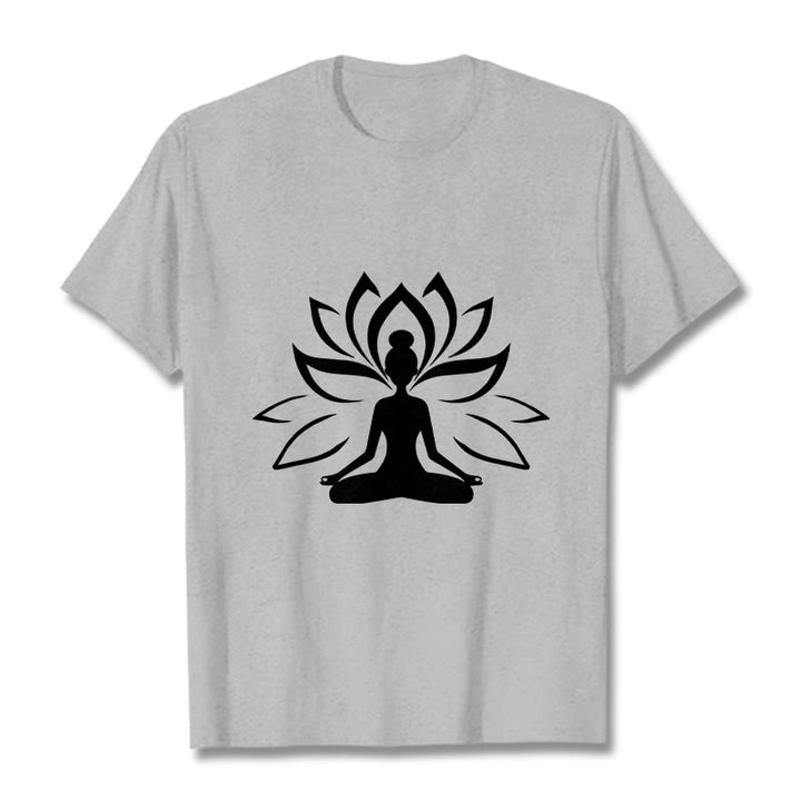 Buddha Stones Maglietta con la persona che medita sul loto - Grigio chiaro - 2XL - image 20