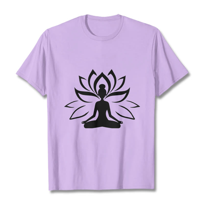 Buddha Stones Maglietta con la persona che medita sul loto - Prugna - 2XL - image 17