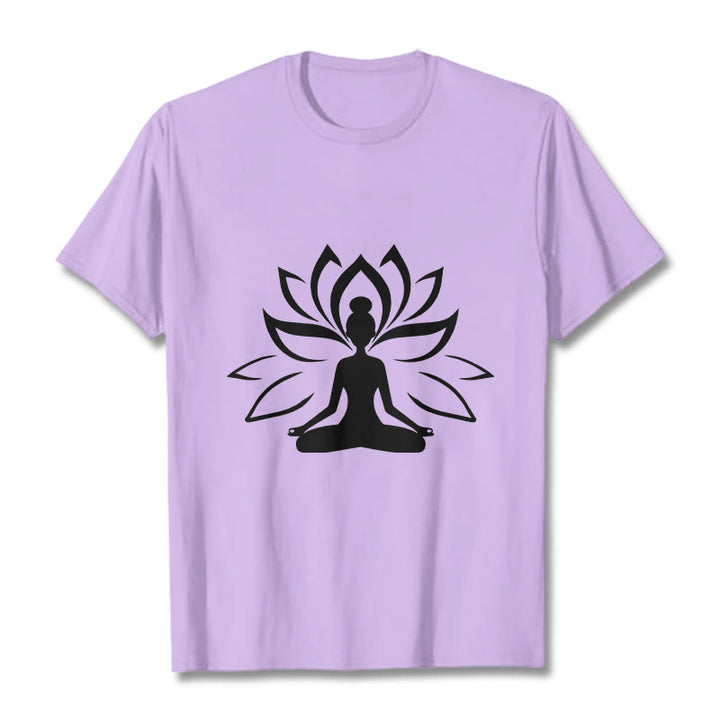 Buddha Stones Maglietta con la persona che medita sul loto - Prugna - 2XL - image 17