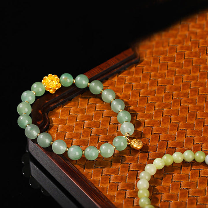 Braccialetto portafortuna con carattere Fu, giada naturale, avventurina verde e zucca Buddha Stones - image 17