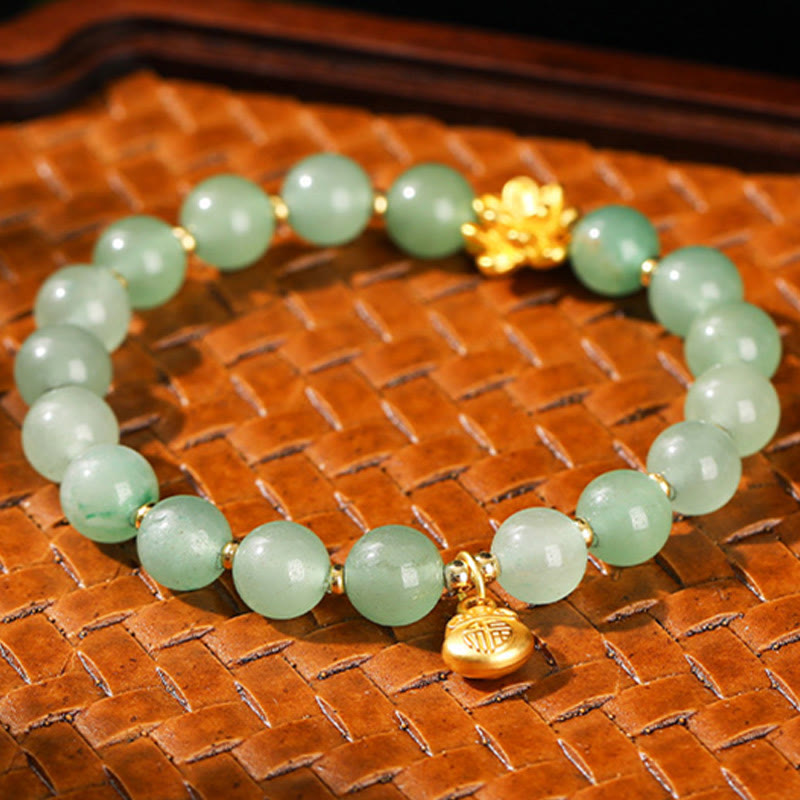 Braccialetto portafortuna con carattere Fu, giada naturale, avventurina verde e zucca Buddha Stones - image 11