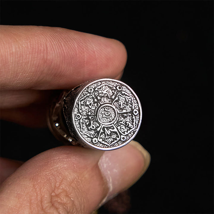 Buddha Stones Om Mani Padme Hum Ghau Scatola di preghiera Portachiavi in argento placcato in rame con portafortuna - image 5