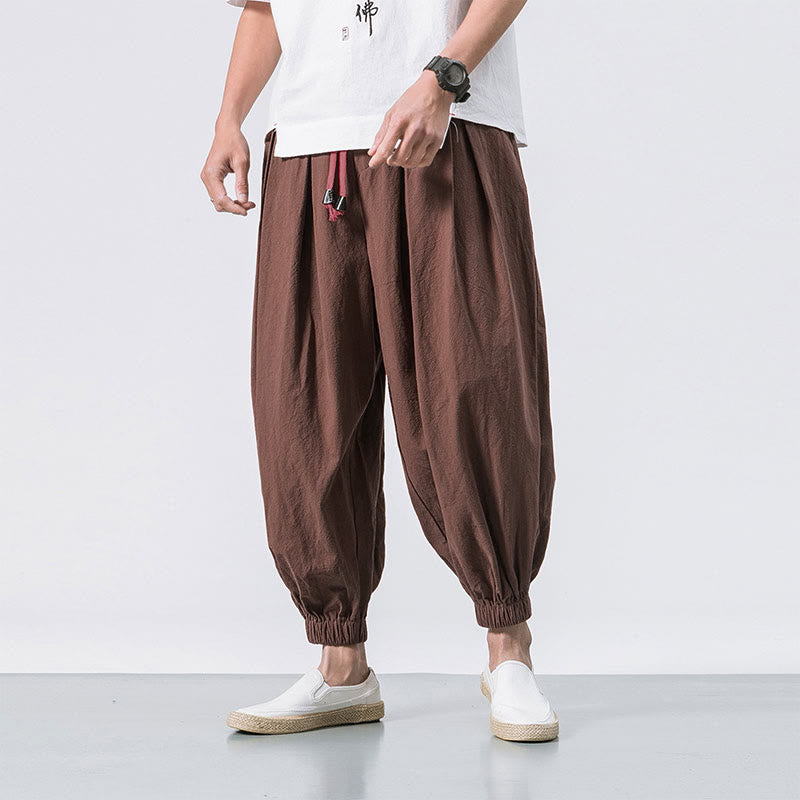 Pantaloni sportivi casual da uomo Buddha Stones in cotone tinta unita con coulisse e tasche - Cioccolato - US/UK/AU46, EU56 (5XL) - image 27