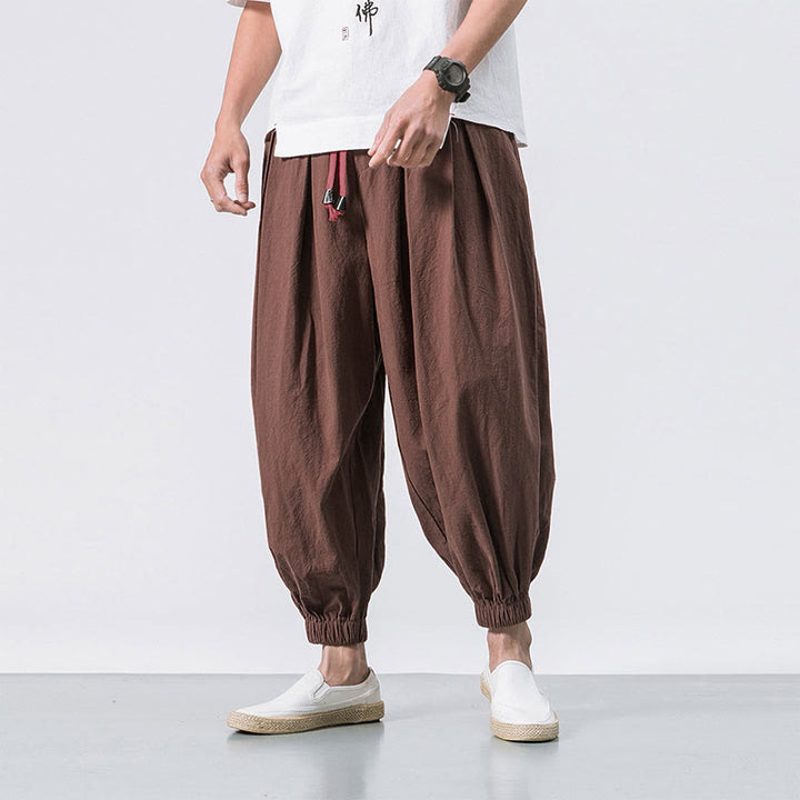 Pantaloni sportivi casual da uomo Buddha Stones in cotone tinta unita con coulisse e tasche - Cioccolato - US/UK/AU46, EU56 (5XL) - image 27