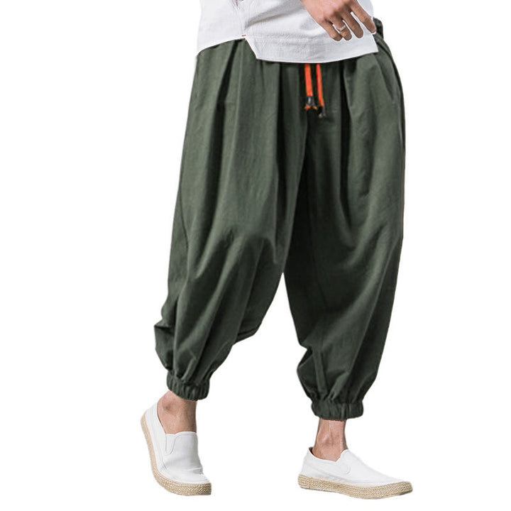 Pantaloni sportivi casual da uomo Buddha Stones in cotone tinta unita con coulisse e tasche - image 24