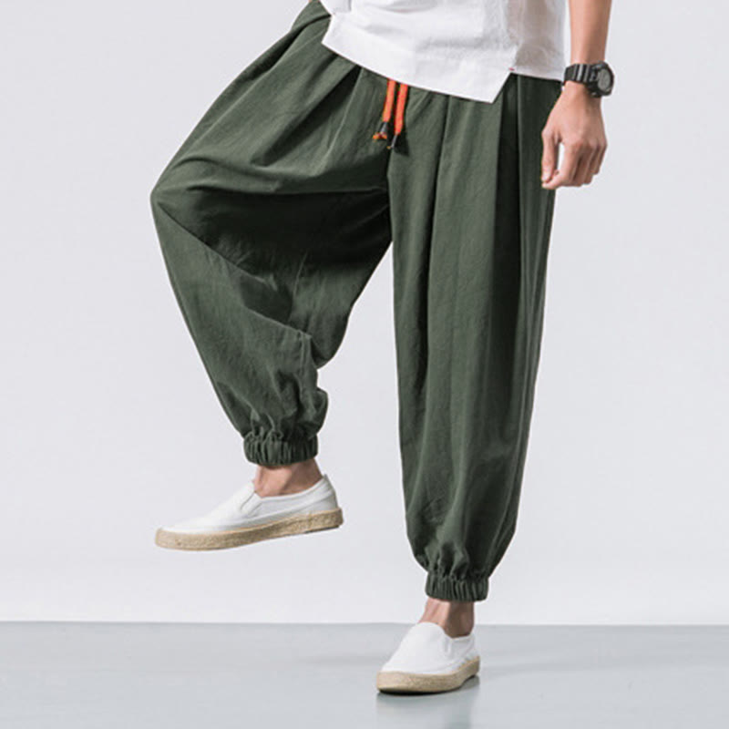 Pantaloni sportivi casual da uomo Buddha Stones in cotone tinta unita con coulisse e tasche - image 17