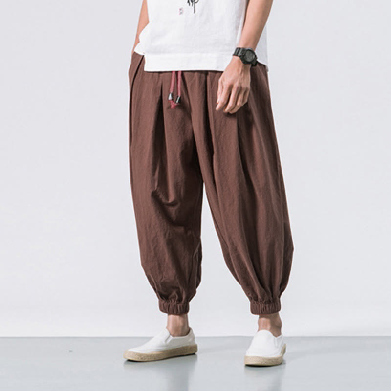 Pantaloni sportivi casual da uomo Buddha Stones in cotone tinta unita con coulisse e tasche - image 33