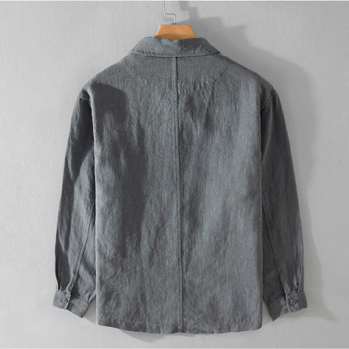 Camicia a maniche lunghe in lino e cotone con tasche, modello Buddha Stones Commute, da uomo, con bottoni semplici - image 11