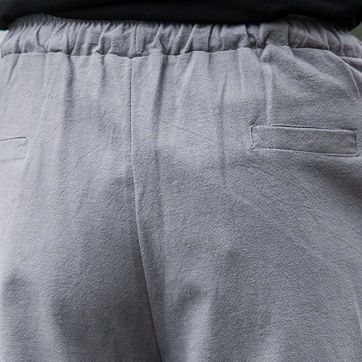 Pantaloni da uomo Buddha Stones in lino casual tinta unita con tasche - image 18