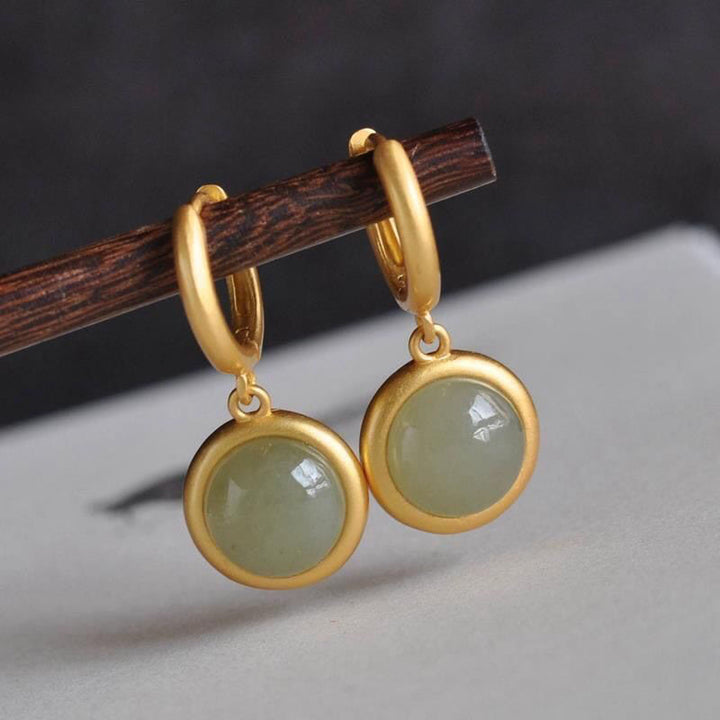 Orecchini Buddha Stones in argento sterling 925, giada bianca, agata e prosperità  - Giada (perni in argento sterling 925) - image 5