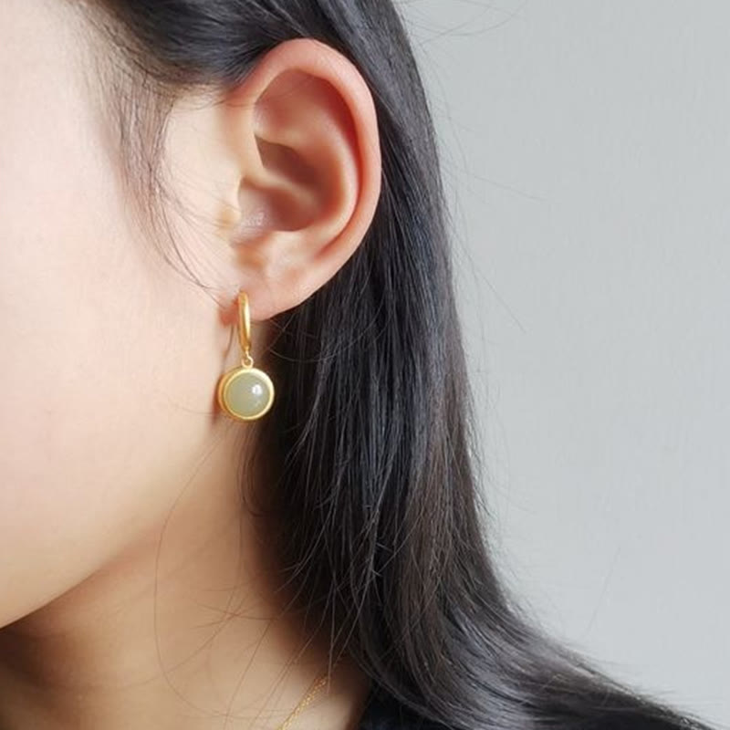 Orecchini Buddha Stones in argento sterling 925, giada bianca, agata e prosperità  - image 6