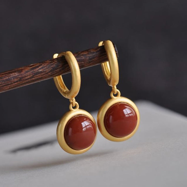 Orecchini Buddha Stones in argento sterling 925, giada bianca, agata e prosperità  - image 9