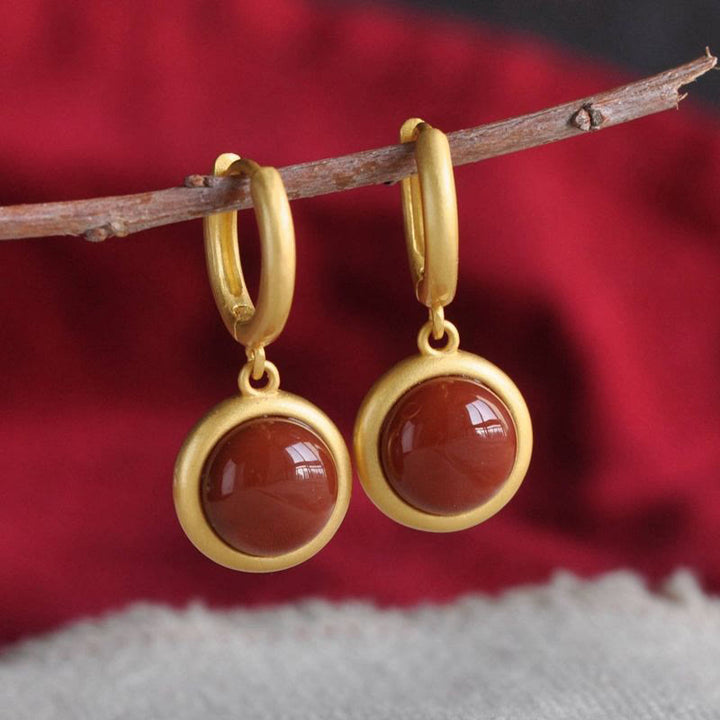 Orecchini Buddha Stones in argento sterling 925, giada bianca, agata e prosperità  - image 10