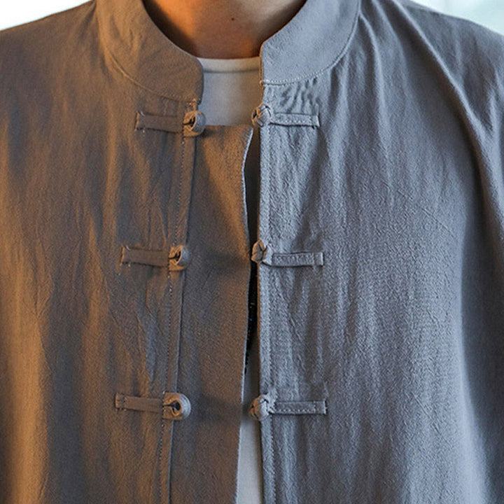 Buddha Stones 2 pezzi Zen Tang Suit da uomo Frog-Bottone Camicia a maniche lunghe Pantaloni Set con tasche - image 9