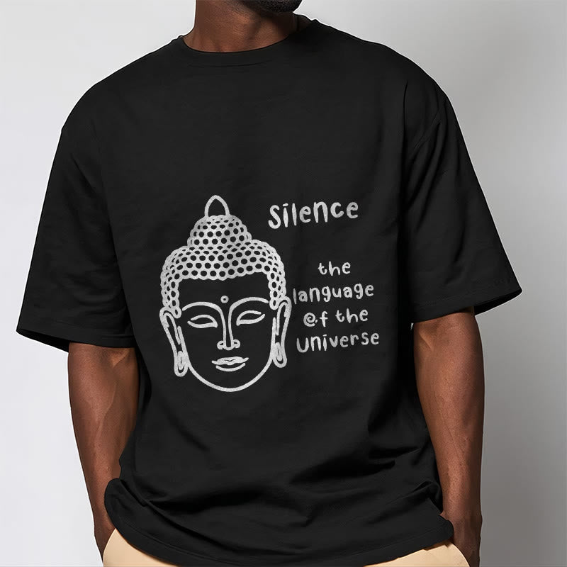 Buddha Stones Maglietta casual in cotone con motivo a testa di Buddha in meditazione - image 2