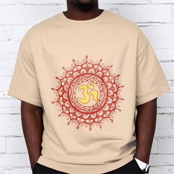 Buddha Stones Maglietta casual in cotone con motivo mandala rosso e simbolo Om - image 10