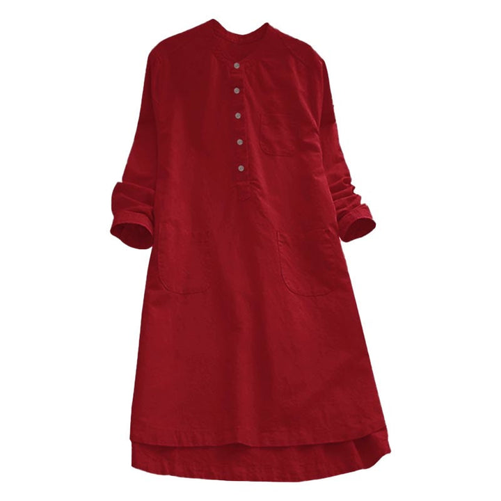 Camicia da donna a maniche lunghe con tasche e bottoni in tinta unita Buddha Stones - image 19