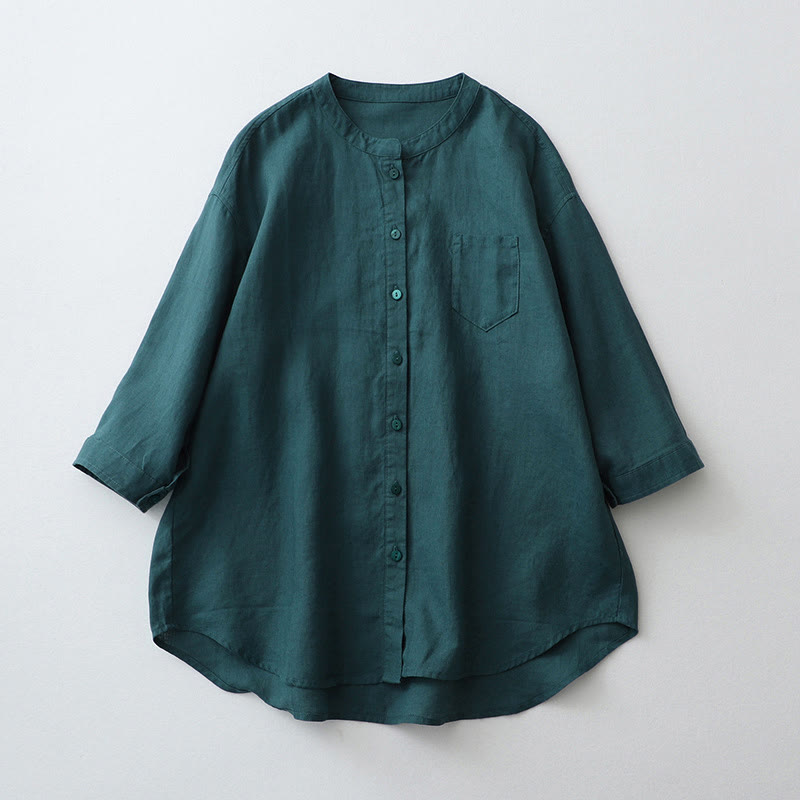 Camicia a maniche tre quarti con bottoni in tinta unita e Buddha Stones - SteelBlue - US8-10, UK/AU12-14, EU40-42 (2XL) - image 14