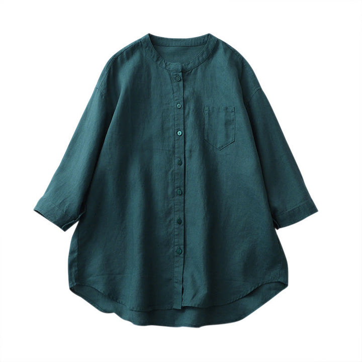 Camicia a maniche tre quarti con bottoni in tinta unita e Buddha Stones - image 15