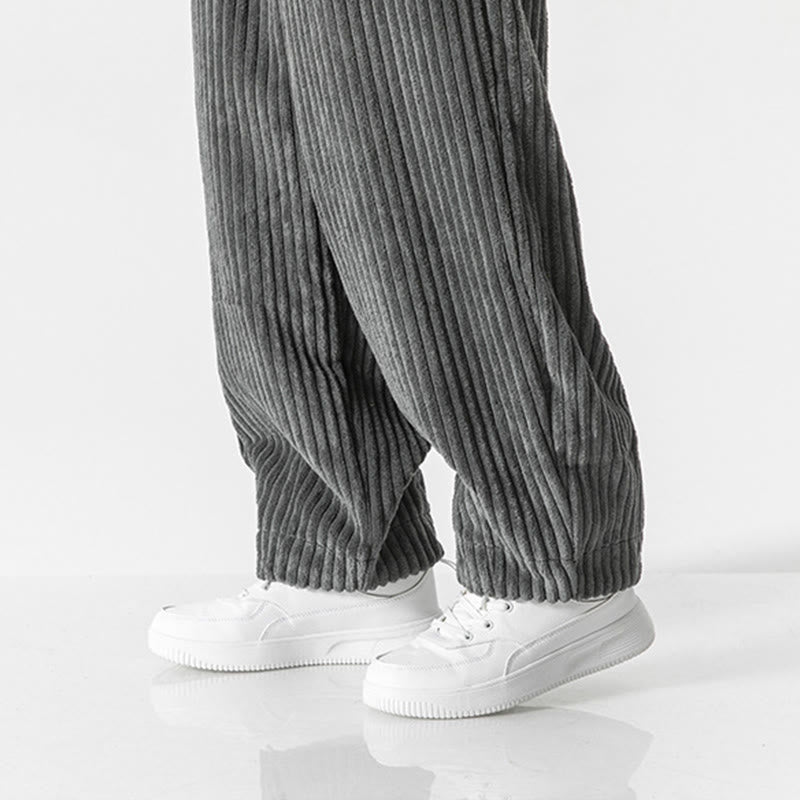 Pantaloni harem da uomo in velluto a coste con coulisse e tasche, stile retrò invernale, modello Buddha Stones - image 9