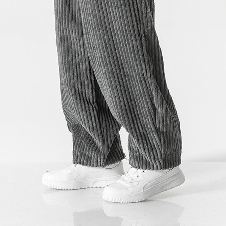 Pantaloni harem da uomo in velluto a coste con coulisse e tasche, stile retrò invernale, modello Buddha Stones - image 9