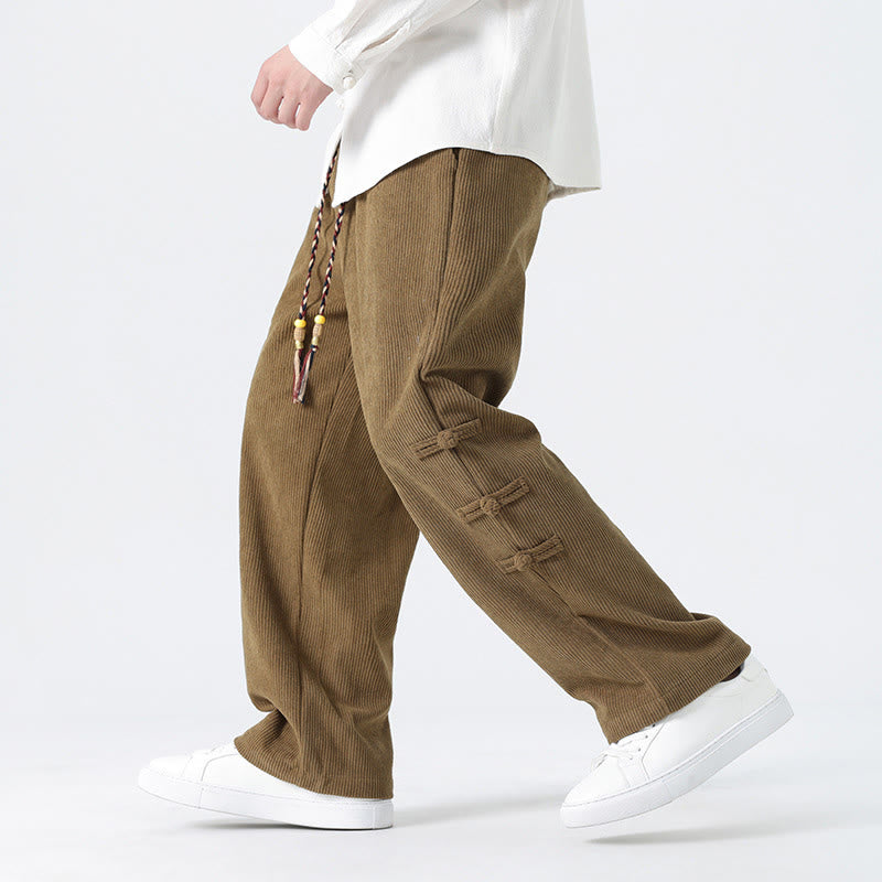 Pantaloni da uomo in velluto a coste con coulisse, tasche e design a rana cinese semplice Buddha Stones - DarkGoldenrod - US/UK/AU48, EU58 (5XL) - image 1