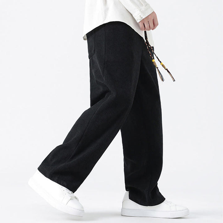Pantaloni da uomo in velluto a coste con coulisse, tasche e design a rana cinese semplice Buddha Stones - image 19