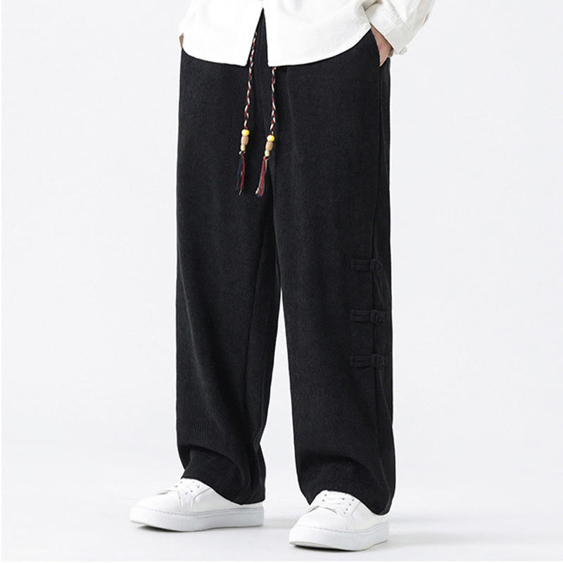 Pantaloni da uomo in velluto a coste con coulisse, tasche e design a rana cinese semplice Buddha Stones - image 14