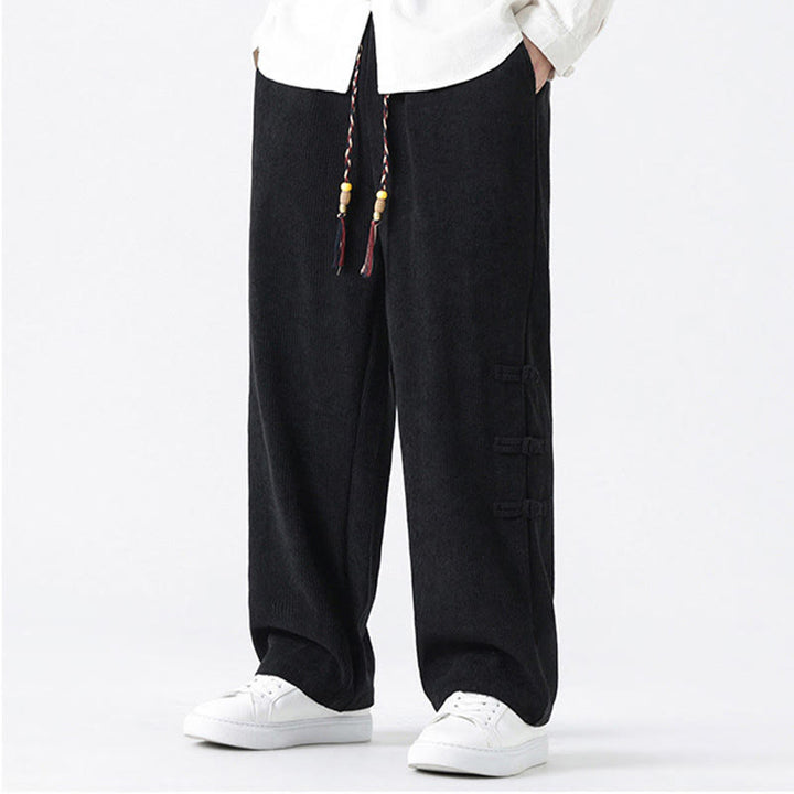 Pantaloni da uomo in velluto a coste con coulisse, tasche e design a rana cinese semplice Buddha Stones - image 14