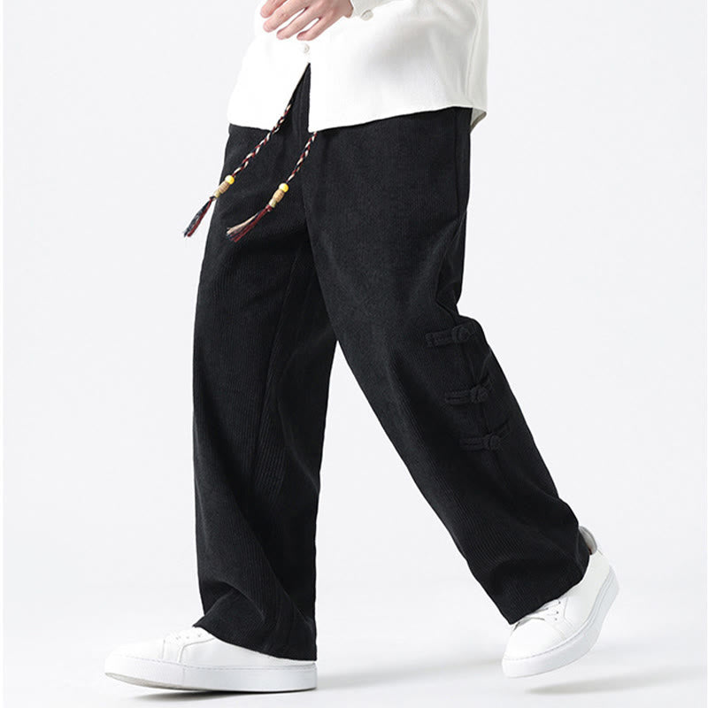 Pantaloni da uomo in velluto a coste con coulisse, tasche e design a rana cinese semplice Buddha Stones - image 20