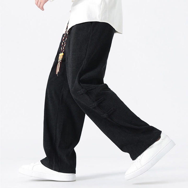 Pantaloni da uomo in velluto a coste con coulisse, tasche e design a rana cinese semplice Buddha Stones - image 17