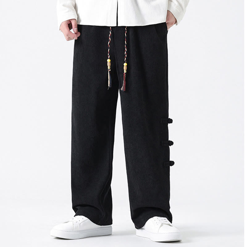 Pantaloni da uomo in velluto a coste con coulisse, tasche e design a rana cinese semplice Buddha Stones - image 18