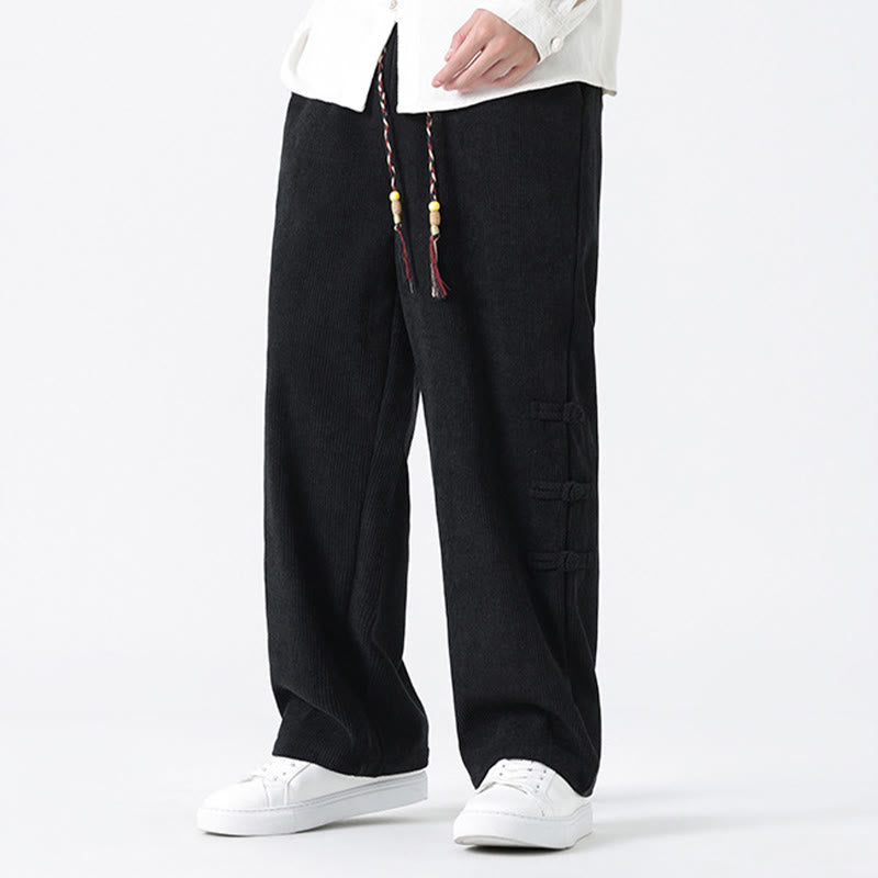 Pantaloni da uomo in velluto a coste con coulisse, tasche e design a rana cinese semplice Buddha Stones - image 16