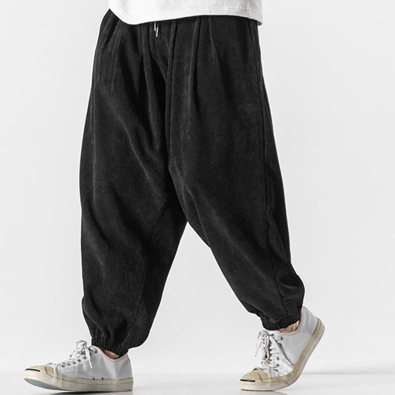 Pantaloni alla caviglia in velluto a coste con coulisse e tasche, casual e colorati, da uomo, modello Buddha Stones - image 11