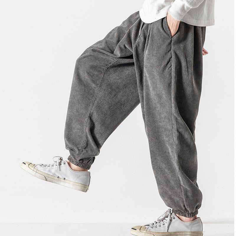 Pantaloni alla caviglia in velluto a coste con coulisse e tasche, casual e colorati, da uomo, modello Buddha Stones - image 8