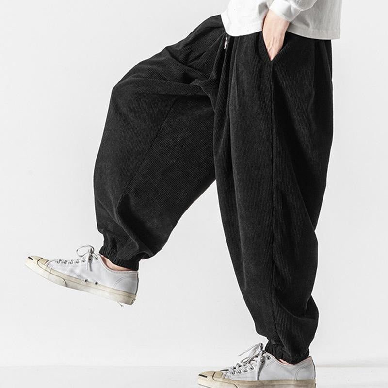 Pantaloni alla caviglia in velluto a coste con coulisse e tasche, casual e colorati, da uomo, modello Buddha Stones - image 14