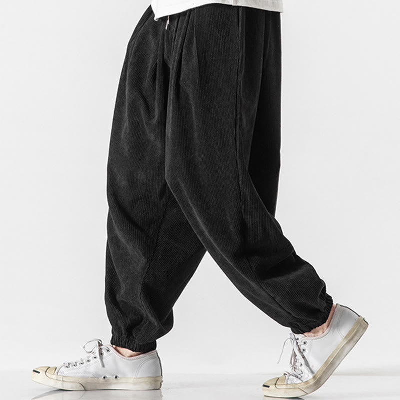 Pantaloni alla caviglia in velluto a coste con coulisse e tasche, casual e colorati, da uomo, modello Buddha Stones - image 12