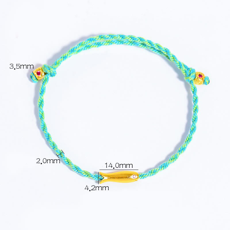 Braccialetto portafortuna in corda con pesce koi in rame e Buddha Stones - image 4