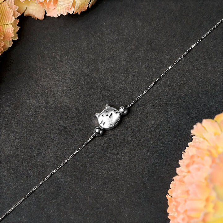 Bracciale a catena con mini gatto in argento sterling 925 Buddha Stones - image 3