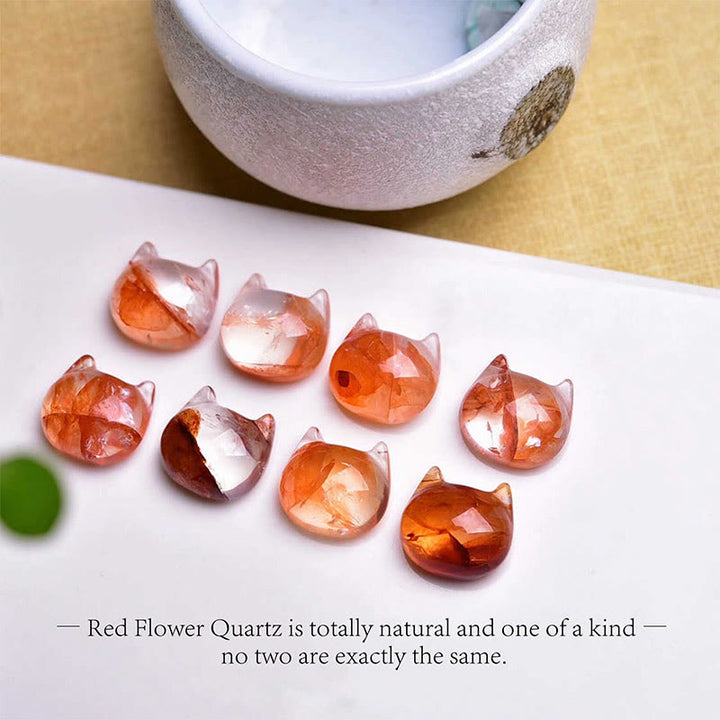 Collana con ciondolo di protezione in quarzo rosso naturale a forma di testa di gatto in argento sterling 925 Buddha Stones - image 12