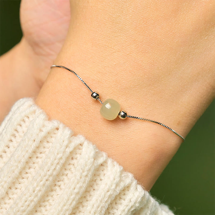 Bracciale a catena con perline di giada naturale in argento sterling 925 Buddha Stones - image 22